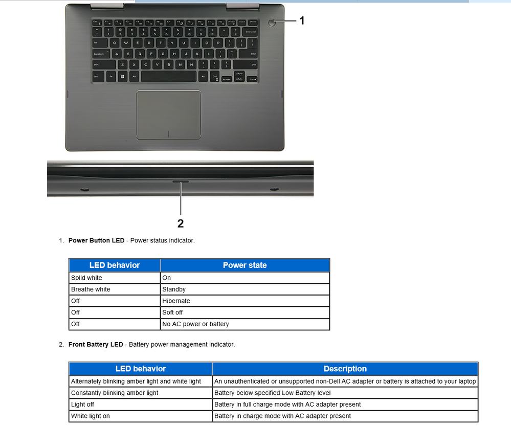 Dell laptop store blinking white light