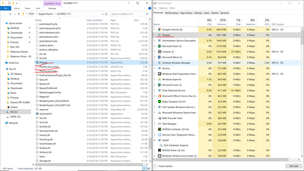 Phobos in file location and Task manager