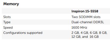 Dell inspiron sale 5558 ram upgrade