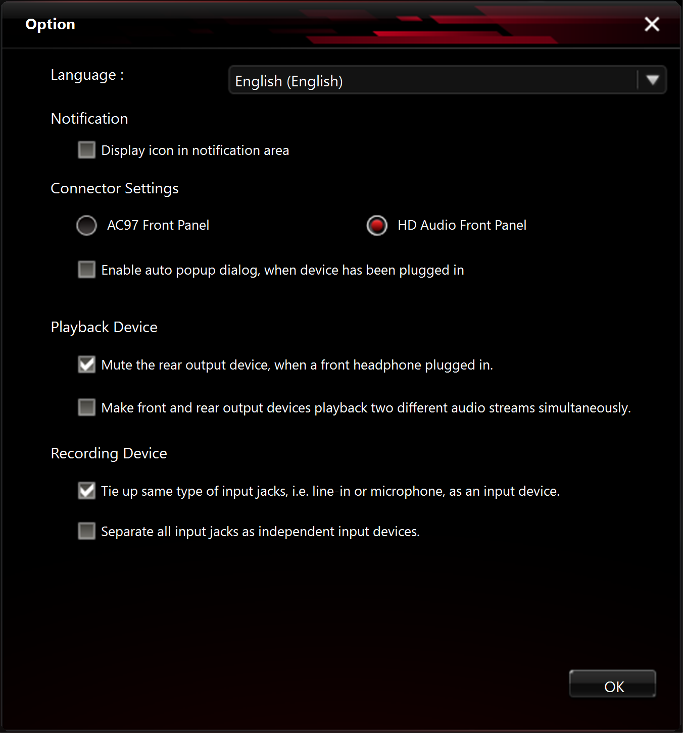 Audio Settings