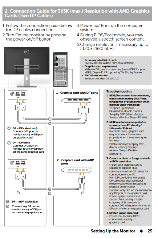 Cables go fromPC to MonitorD