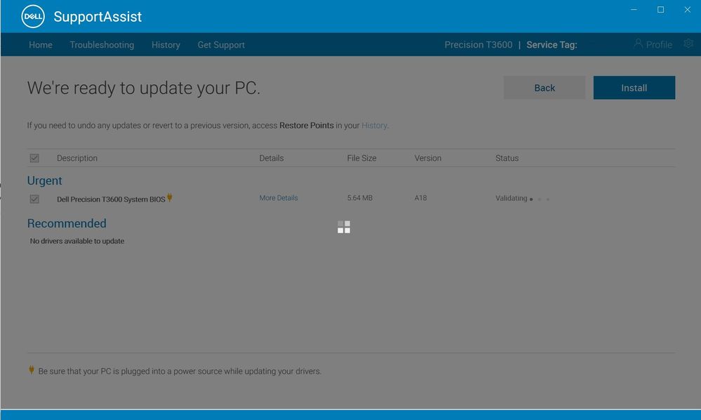 Screenshot of BIOS update, frozen...