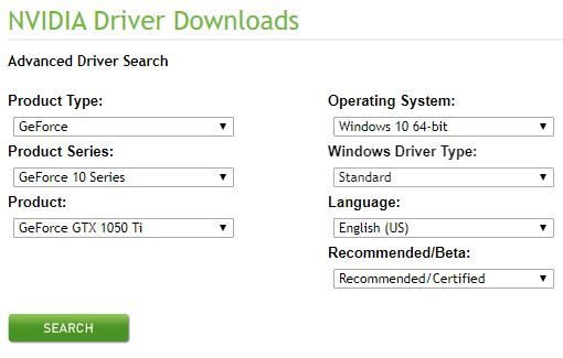 Geforce experience 1050 online ti driver