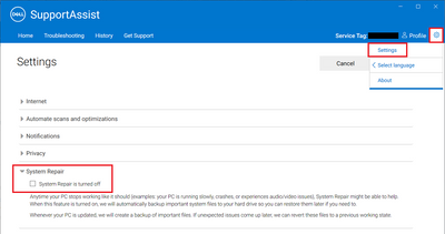 SupportAssist v3_10_4 Settings System Repair OFF After SA OS Recovery v5_5_0_16046 Installed EDITED 09 Dec 2021.png