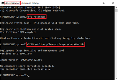 Win 10 Pro v21H2 Command Prompt SFC and DISM CheckHealth No Issues Found 20 Jan 2022.png