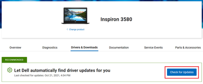 Dell Inspiron 3580 Support Page Check For Updates 26 Oct 2021.png