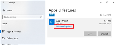 Win 10 Pro v22H2 Apps and Features Dell SupportAssist APPx Module Advanced Options 22 Feb 2023.png