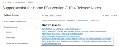 Dell SupportAssist v3_10_4 Release Notes Known Issues Dell Update and Driver Scans 27 Jan 2022.png
