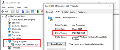 Win 10 Pro v21H2 Device Manager Intel UHD Graphics 620 Driver v27_20_0_9664 17 Jan 2022.png