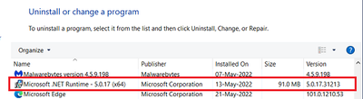 Win 10 Pro V21H2 Control Panel May 2022 PT Updates MS NET Runtime v5_0_17 13 May 2022.png