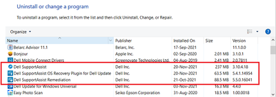 Win 10 Pro v21H1 Control Panel Dell Programs Installed 02 Dec 2021.png