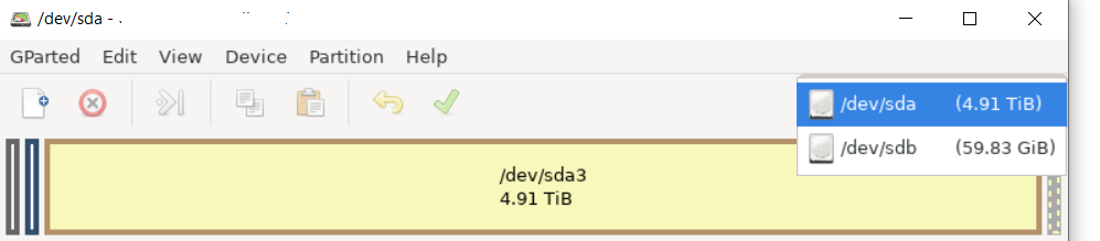 Gparted not showing new disk space