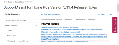 SupportAssist v3_11_4 Release Notes Known Issues with Dell Update 17 Aug 2022.png