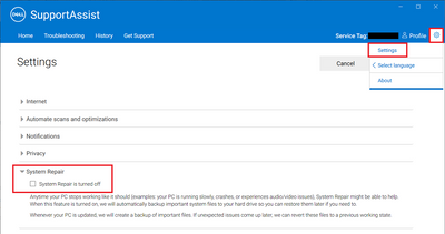 SupportAssist v3_10_4 Settings System Repair OFF After SA OS Recovery v5_5_0_16046 Installed EDITED09 Dec 2021.png
