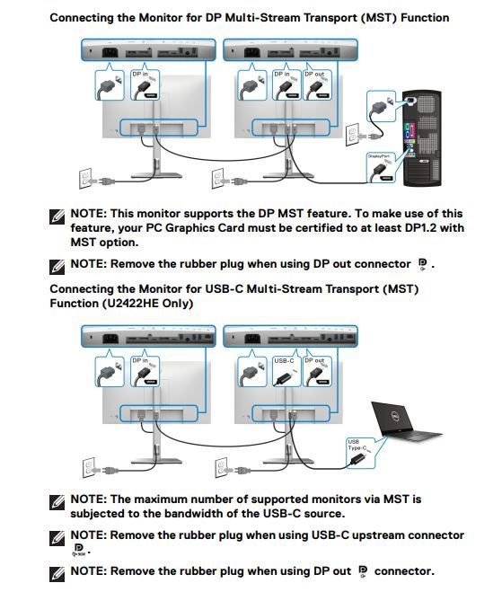 U2422HE, USB-C input, 2nd screen via DP to HDMI converter | DELL