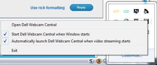 Would like to stop webcam from automatically starting DELL