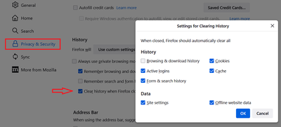 Firefox v106_0_0 Settings History Clear Browsing History on Exit 19 Oct 2022.png