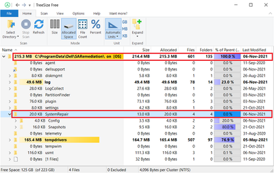 TreeSize v4_2_2 Program Data Dell SystemRepair Snapshots DSA Remediation Service Enabled 06 Nov 2021.png