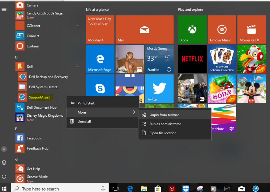 ‎The SupportAssist icon won't remove from my PC taskbar ! | DELL ...