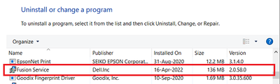 Win 10 Pro v21H2 Control Panel Dell Fusion Service v2_0_58 Installed 16 Apr 2022.png