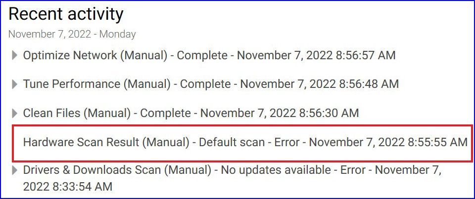SupportAssist v3.12.3.5 unable to scan hardware