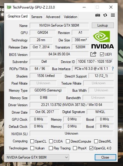 Dell precision 2025 m6700 gtx 980m