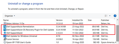 Win 10 Pro v21H2 Control Panel Dell SA-Related Programs Installed 03 Nov 2022.png