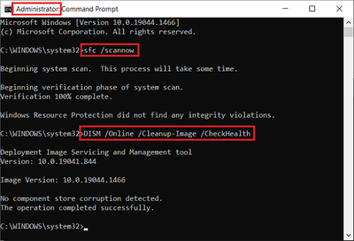 Win 10 Pro v21H2 Command Prompt SFC and DISM CheckHealth No Issues Found 20 Jan 2022.png