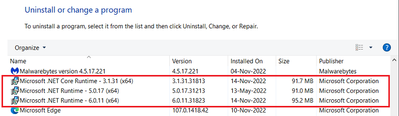 Win 10 Pro v21H2 Control Panel MS NET Runtimes Installed 15 Nov 2022.png