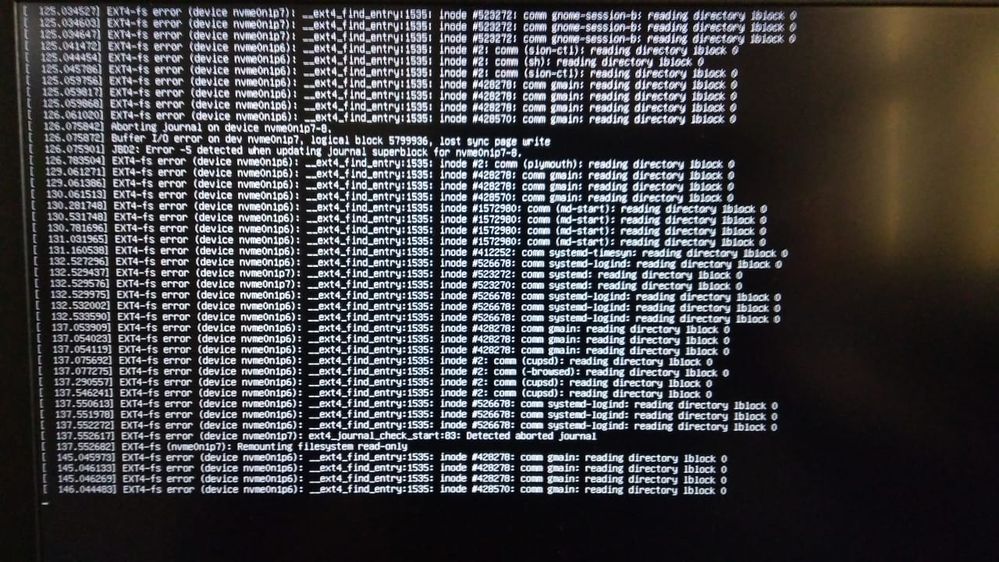 Error screen after crash