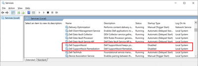 Win 10 Pro v21H2 Windows Services Dell SA and Dell SA Remediation Disabled 29 Jun 2022.png
