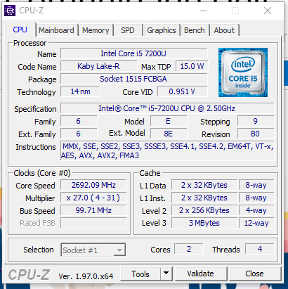 Estas são as configurações da CPU.
