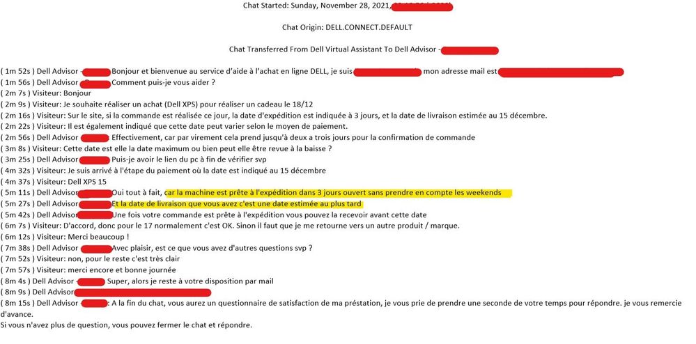 Tchat pré-commande