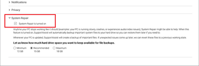 Dell SupportAssist v3_8_1_23 Settings System Repair Enabled EDITED 03 May 2021.png