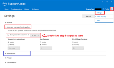 Dell SupportAssist v3_11_4  Disable Automatic Scans and Notifications 08 Sep 2022.png