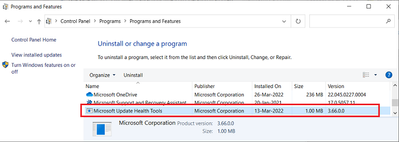 Win 10 v21H2 Control Panel Programs and Features Microsoft Update Health Tool KB4023057 05 Apr 2022.png