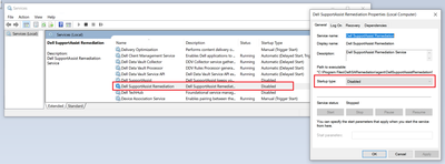 Win 10 Pro v21H2 Services Dell SupportAssist Remediation Disable Service 17 Oct 2022.png