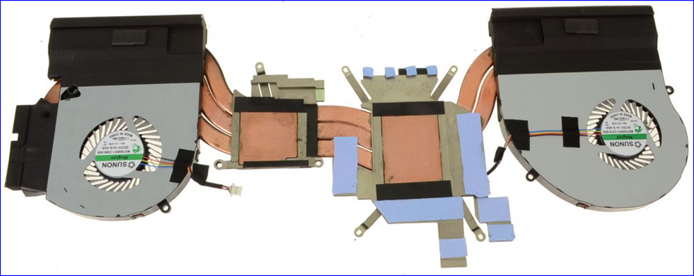 Alienware 17 R5, typical thermal pads on heatsink assembly