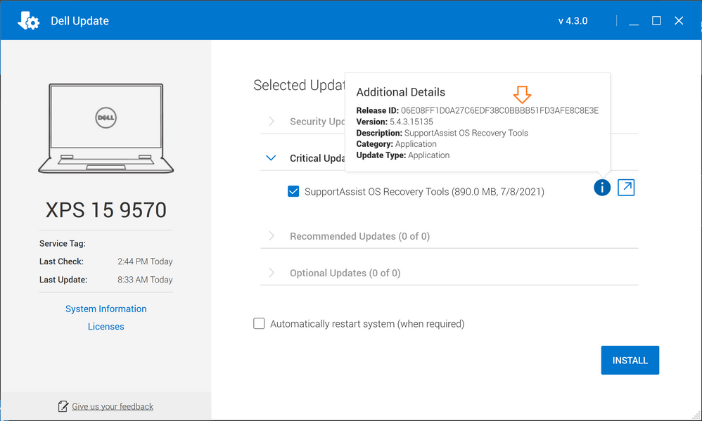 Note the Release ID