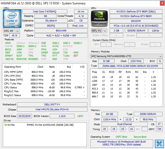 Dell XPS 15 9550 - HWiNFO64 - 64GB RAM (2666 MHz).png