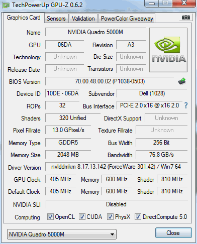 Nvidia quadro 5000m bios | DELL Technologies