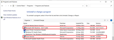 Win 10 Pro v21H2 Control Panel Programs NET Runtime v5_0_17 and Fusion Service 2_0_58 12 Aug 2022.png