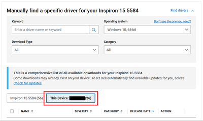Inspiron 5584 Support Page Find Drivers for Service Tag When SupportAssist Disabled 22 June 2022.png