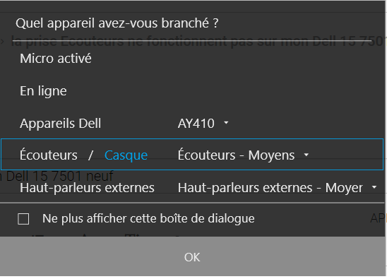 Selectionner les écouteurs