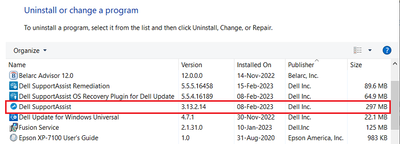 Win 10 Pro v22H2 Control Panel Dell Programs Installed 22 Feb 2023.png