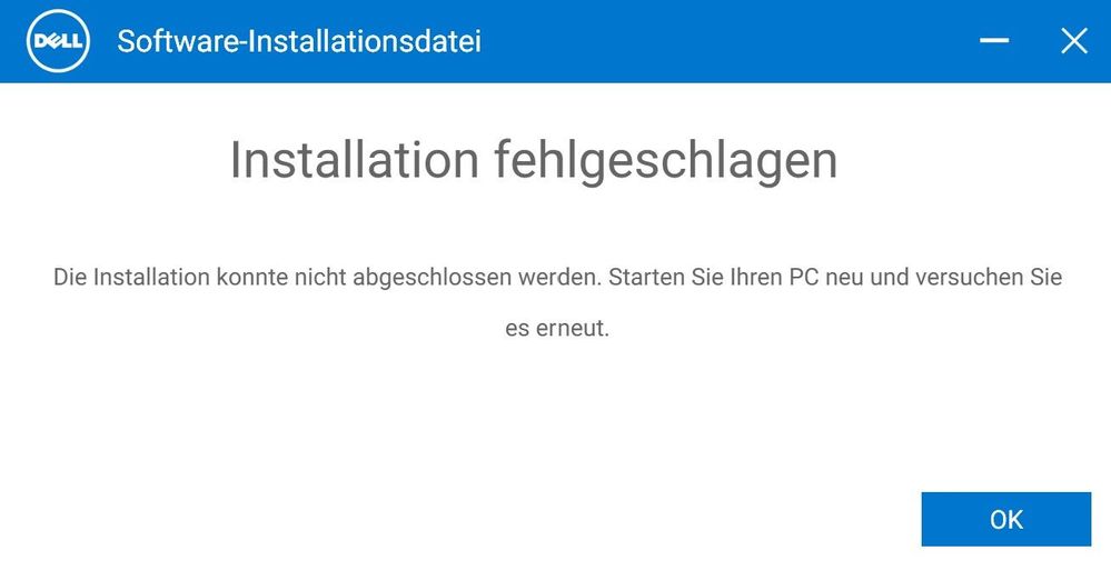 Nach einiger Zeit dann die Fehlermeldung