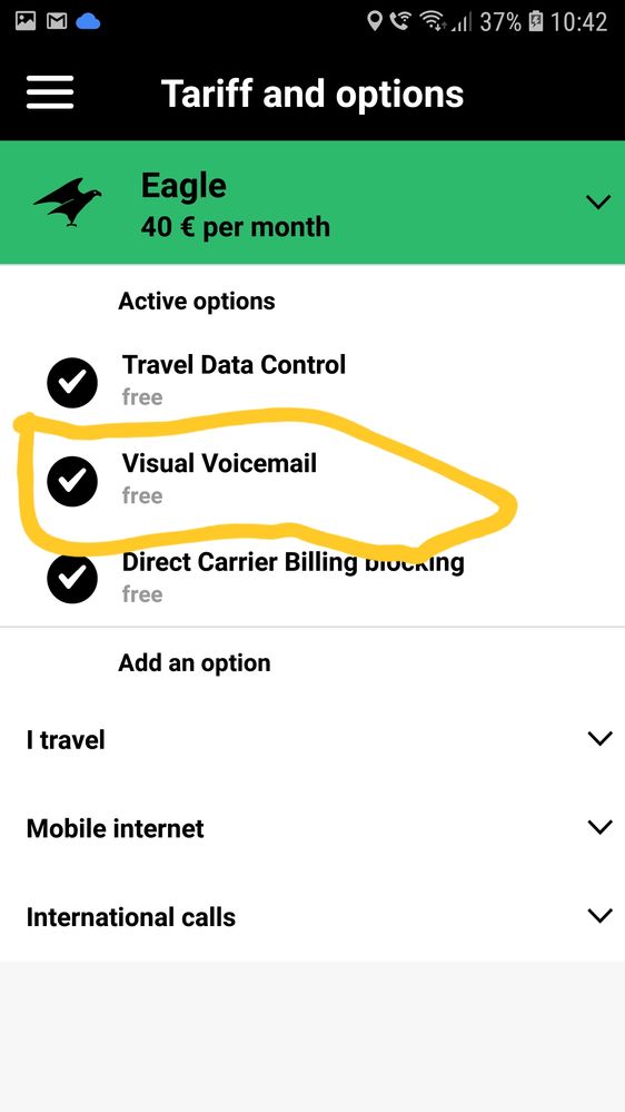 Option actif dans MyOrange